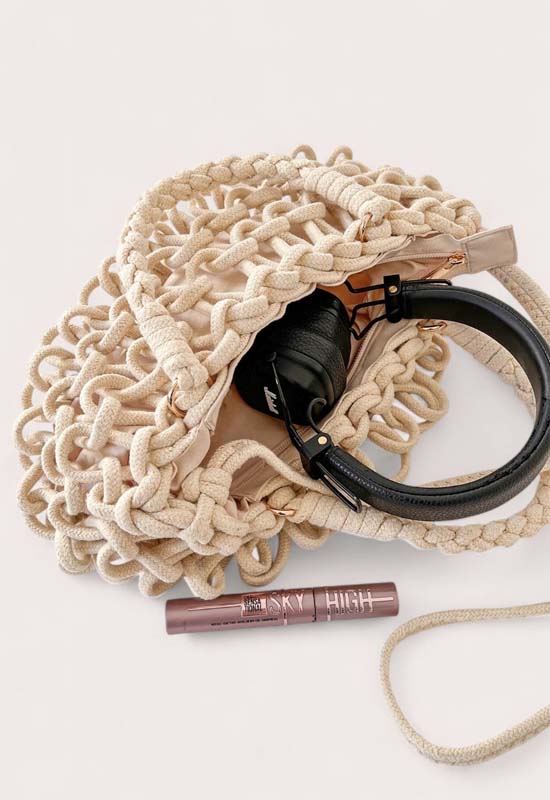Debbie Katz - Paris Crochet Knit Handbag Cream