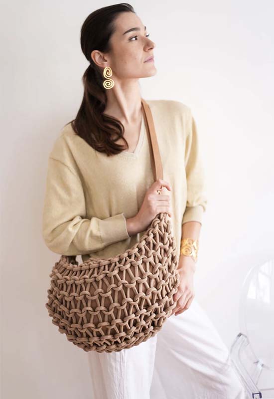 Debbie Katz - Barbara Crochet Crossbody Tan