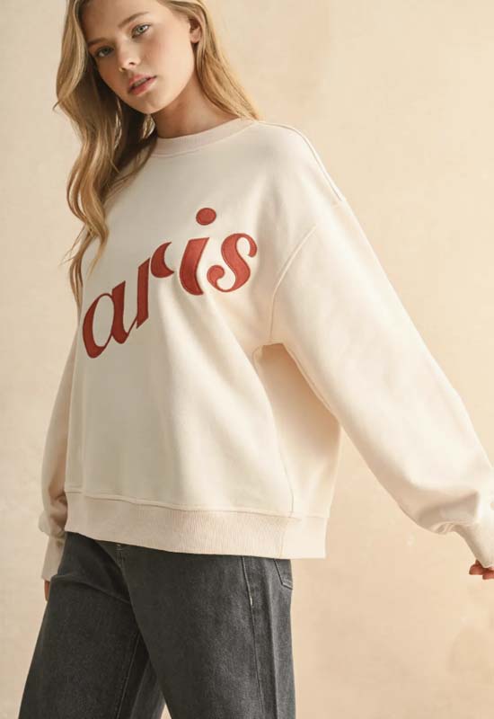 Paris Front Patch Sweatshirt - Cream