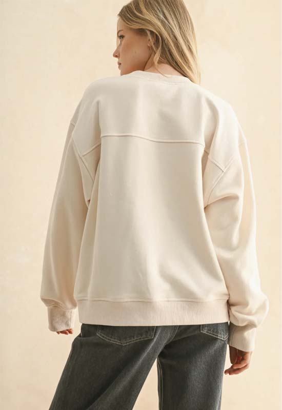 Paris Front Patch Sweatshirt - Cream