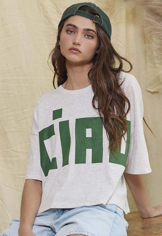 Caio Boxy Tee - Heather Grey Green