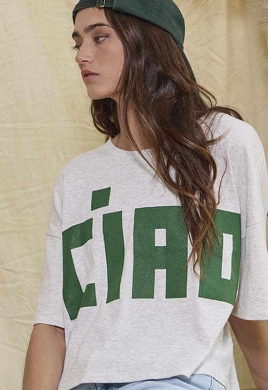 Caio Boxy Tee - Heather Grey Green
