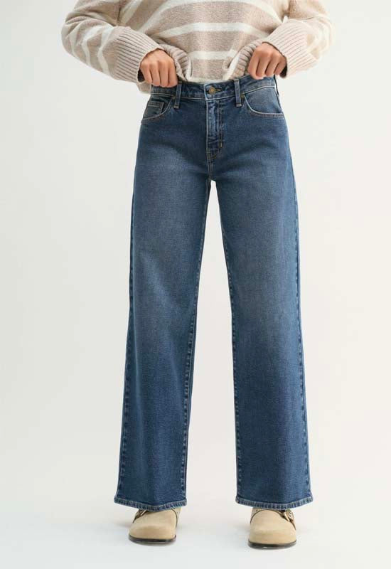 Just Black - Mid Rise Wide Leg Jean Dark Denim