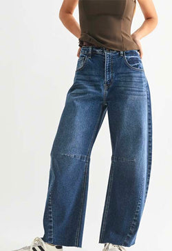 Just Black - Barrel Jean with Seams Dark Denim