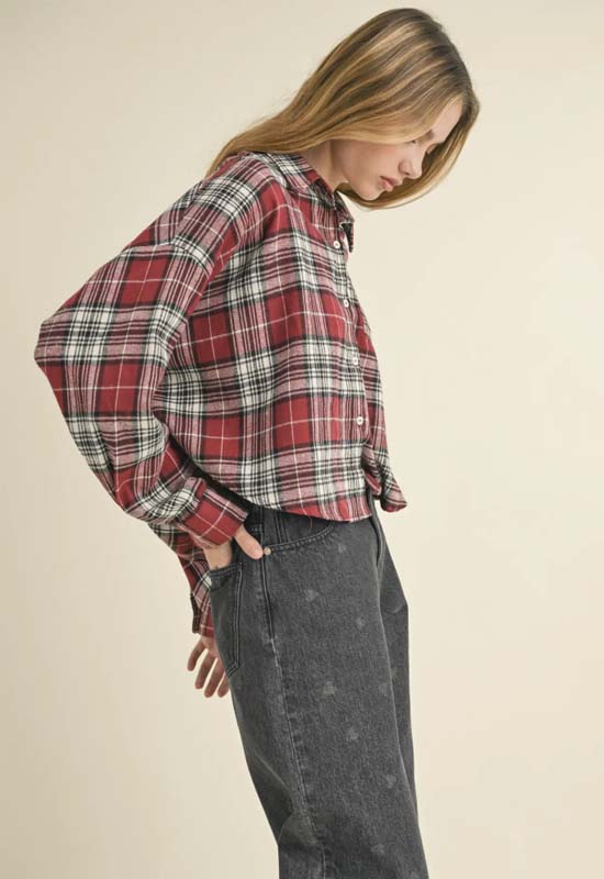 Plaid Button Down Shirt - Red Multi
