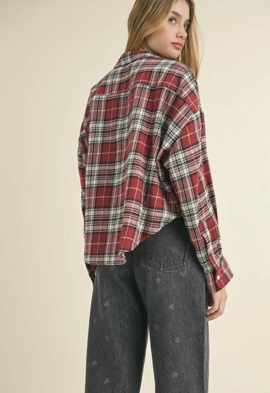 Plaid Button Down Shirt - Red Multi