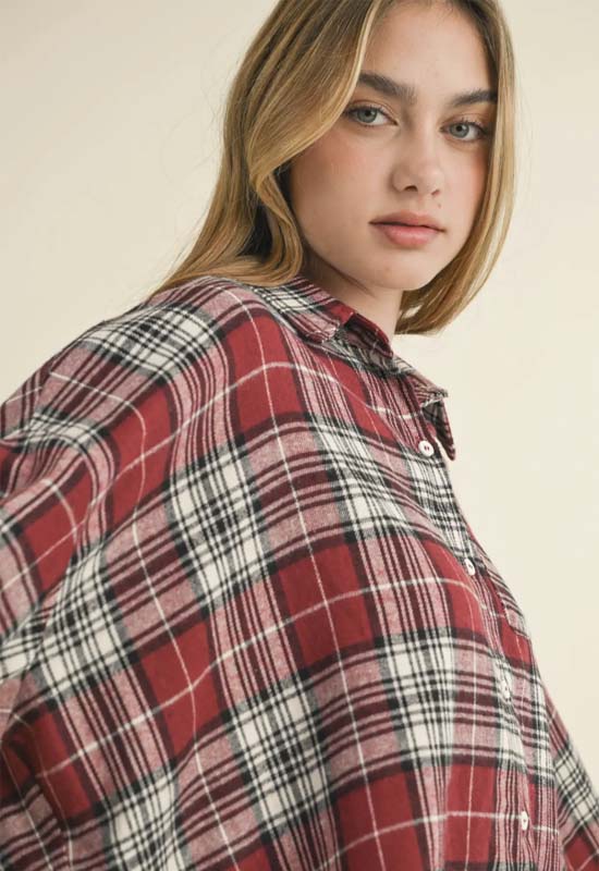 Plaid Button Down Shirt - Red Multi