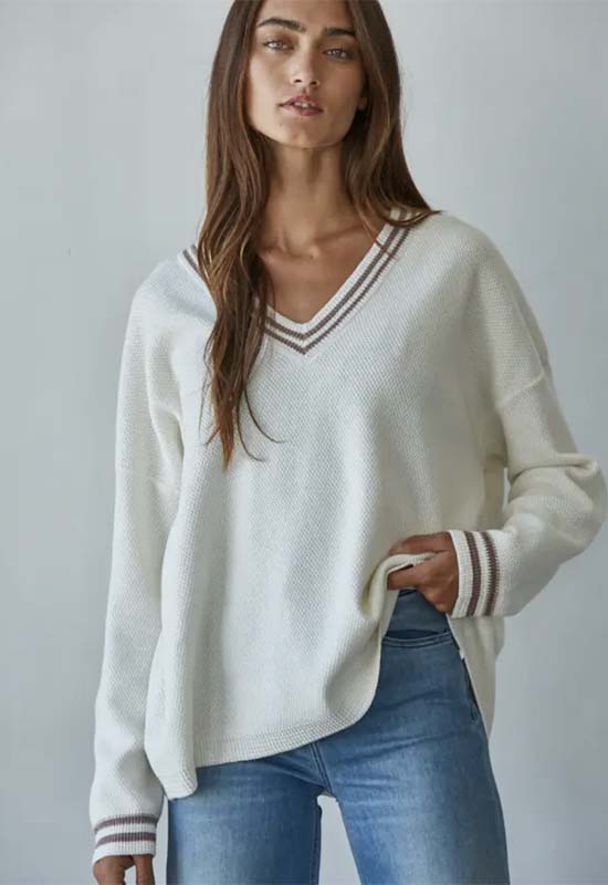V-Neck Knit Sweater - Ivory