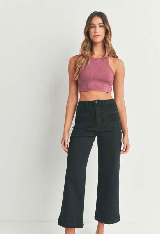 Just Black - Patch Pocket Wide Leg Jean Black