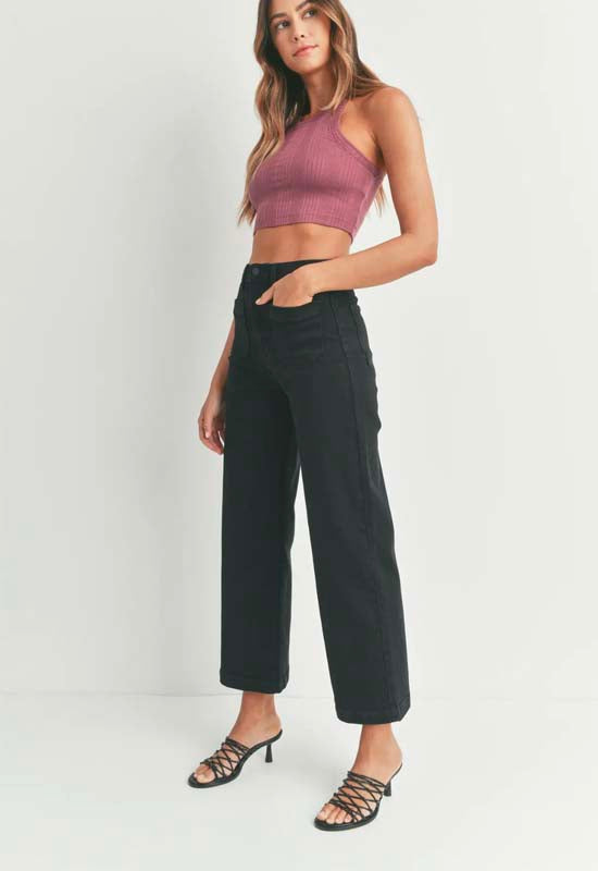 Just Black - Patch Pocket Wide Leg Jean Black