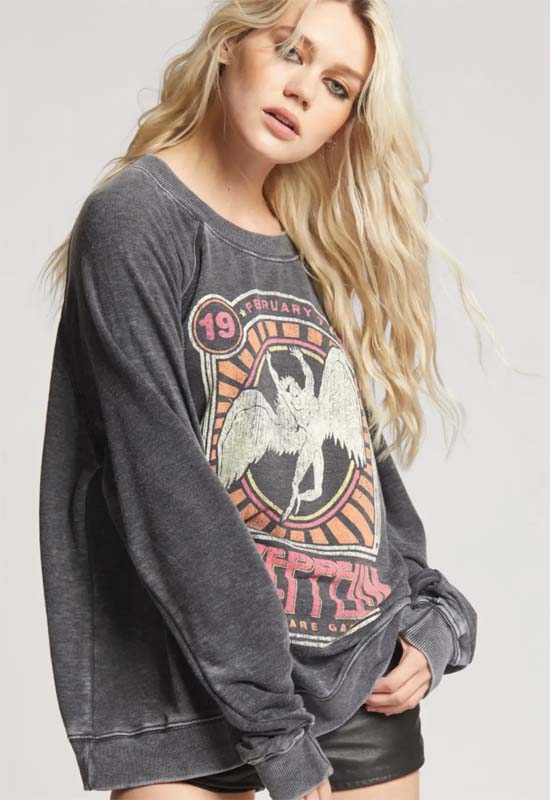 Recycled Karma - Led Zepplin Madison Square Garden Tour Long Sleeve Burnout - Black