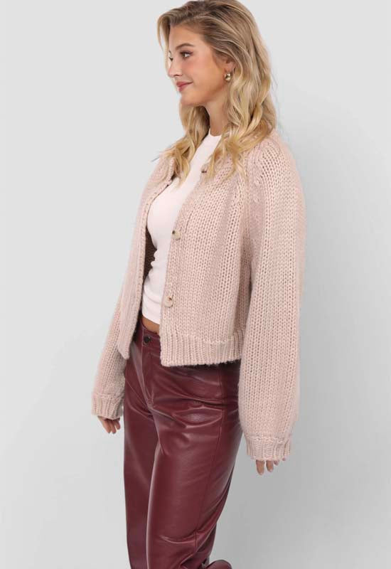 Sadie & Sage - Dance More Button Down Cardigan Blush