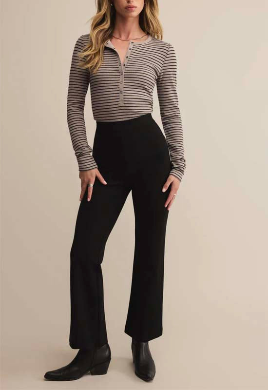 Z Supply - Stella Stripe Modal Rib Henley Heather Taupe