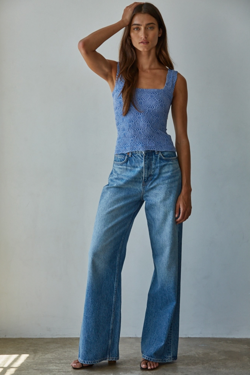 Seamless Jacquard Top - Chambray Blue