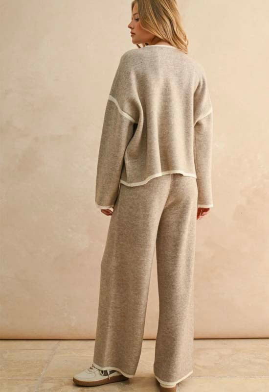 Long Sleeve High Neck Sweater Top - Mocha