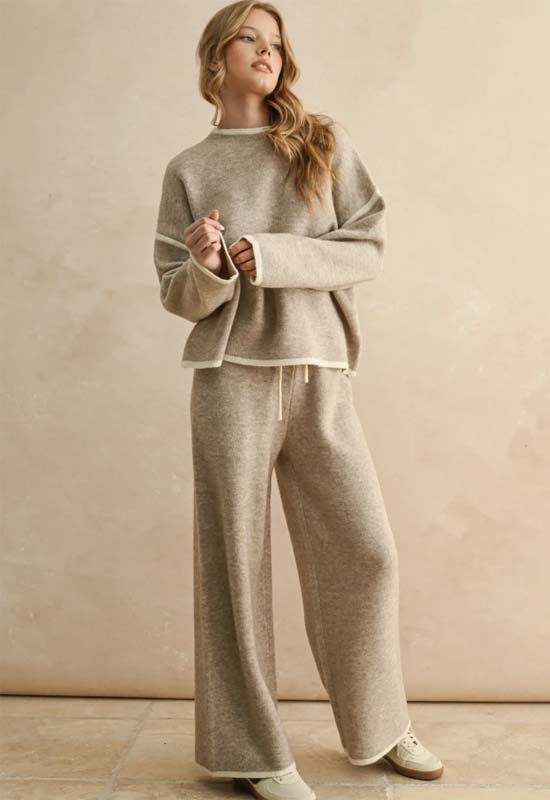 Long Sleeve High Neck Sweater Top - Mocha