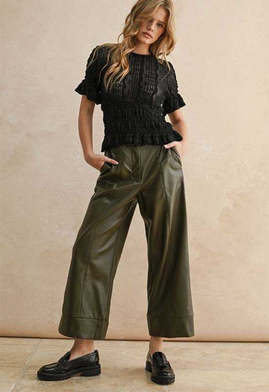 Short Sleeve Lace Blouse - Black