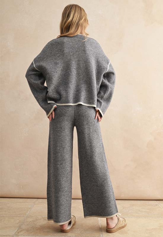 Wide Leg Sweater Pant - Heather Grey
