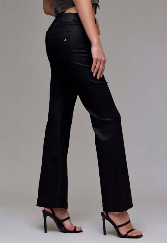 Hidden - Mid Rise Coated Flare Jeans Black