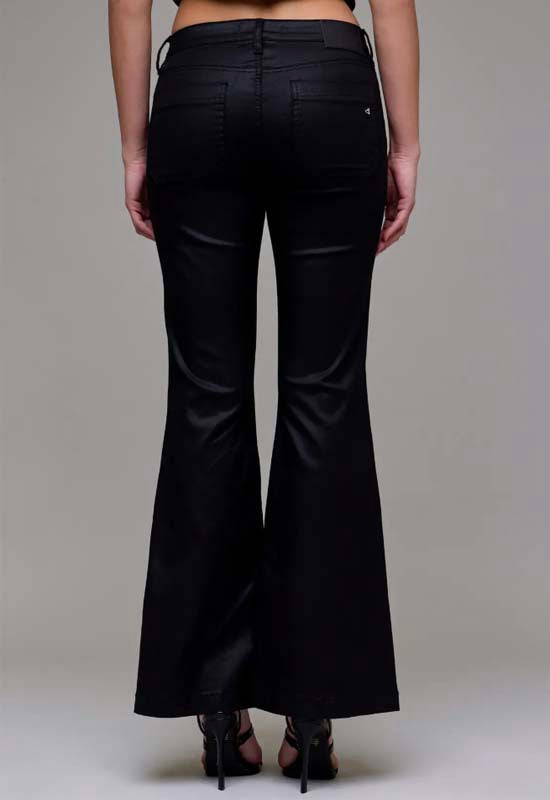 Hidden - Mid Rise Coated Flare Jeans Black