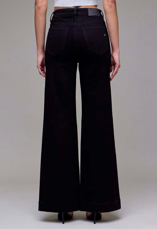 Hidden - Happi High Rise Comfort Flare Pintuck Jean Black