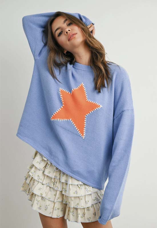 Star Sweater - Blue Orange