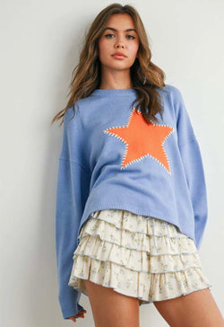 Star Sweater - Blue Orange