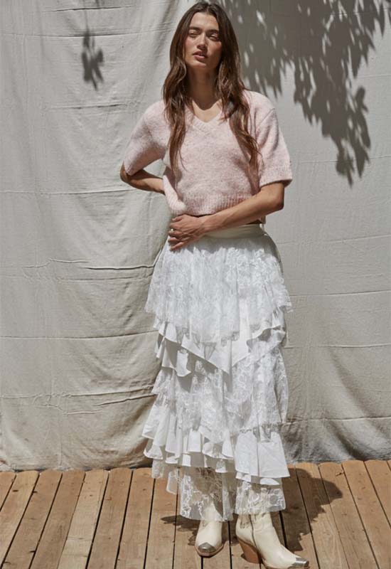 V-Neck Sweater - Light Pink