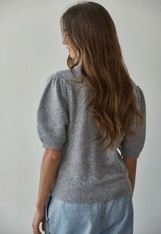 Knit Short Sleeve Sweater - Heather Grey
