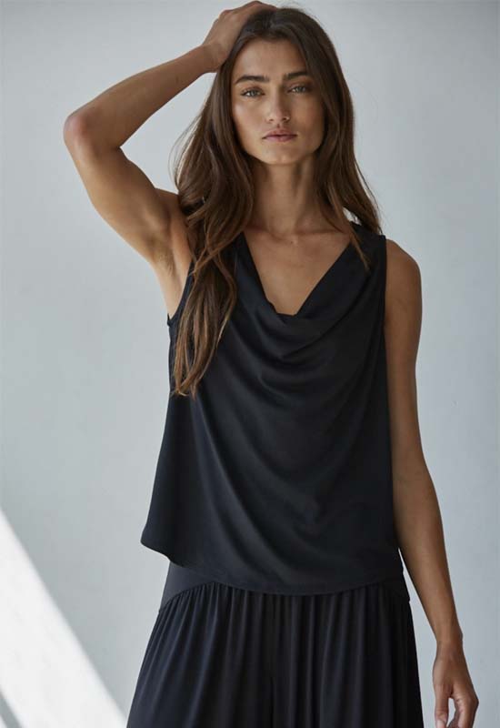 Cowl Neck Top - Black
