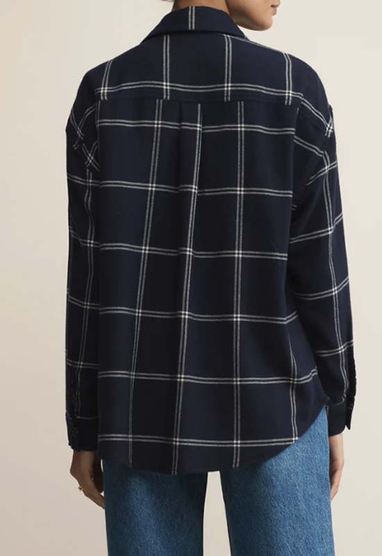 Z Supply - River Plaid Button Up Blue Sapphire