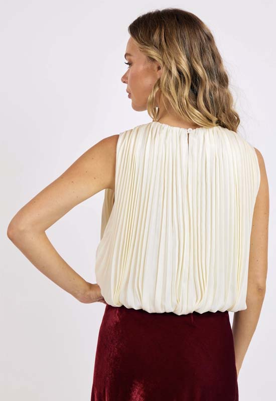 Sage the Label - Amour Pleated Bubble Hem Top Ivory