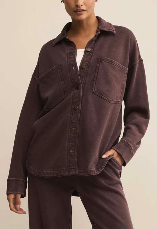 Z Supply - All Day Knit Jacket Chocolate Cherry