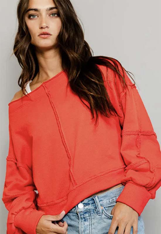 Cropped Sweatshirt - Red