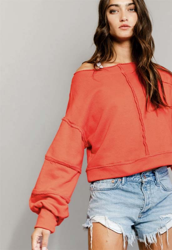 Cropped Sweatshirt - Red