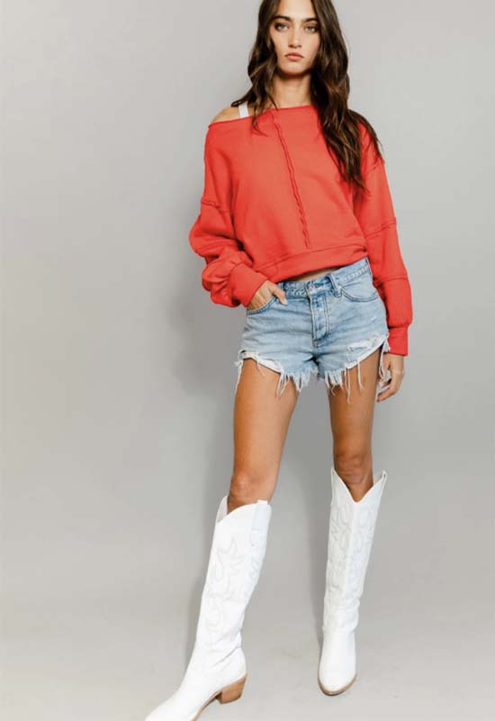 Cropped Sweatshirt - Red