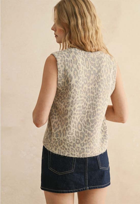 Leopard Pattern Tie Vest - Leopard