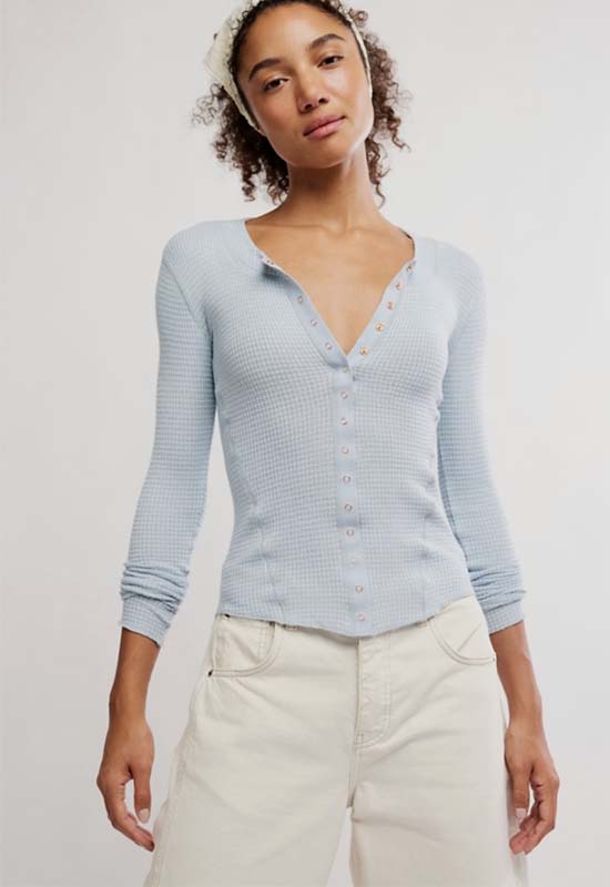 Free People - Going Places Cardi Pearl Blue