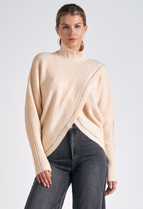 Elan - Cross Front Sweater Off White