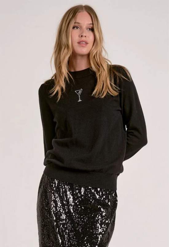 Elan - Crew Long Sleeve Sweater Martini Black