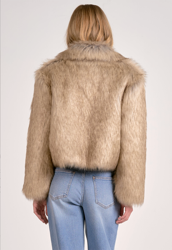 Elan - Cropped Fur Jacket White