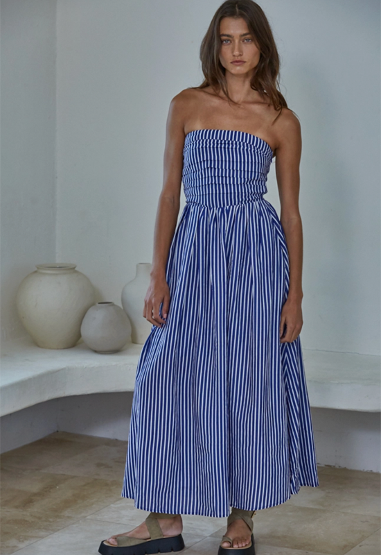 denim tube maxi dress Medium Wash Strapless Denim Maxi Dress