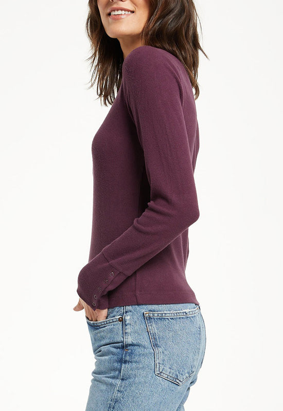 Z Supply - Alex Brushed Rib Top Deep Plum