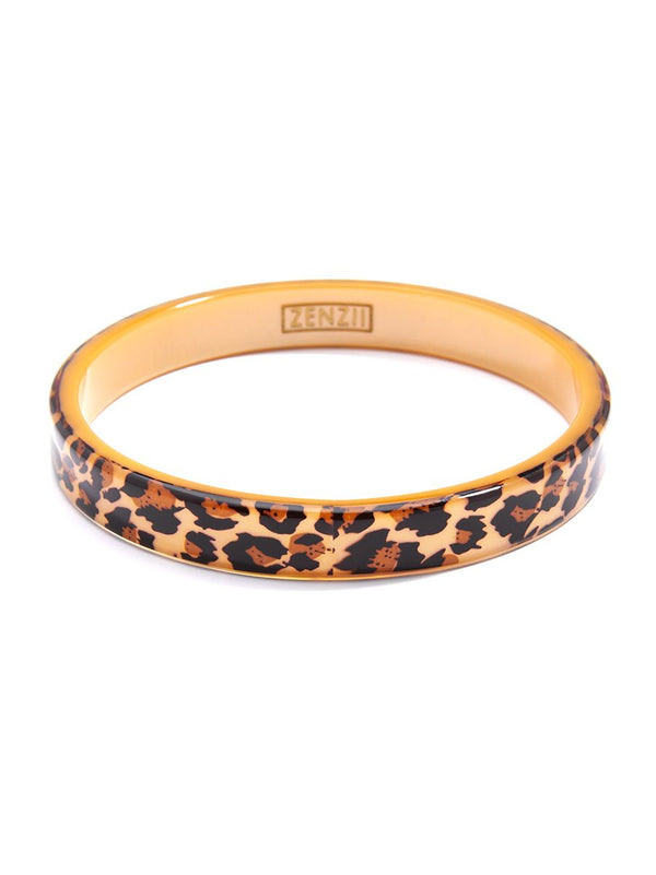 ZENZII B1381-LEO-BRN ACRYLIC BANGLE LEOPARD BRN - B1381-LEO-BRN-ZENZII