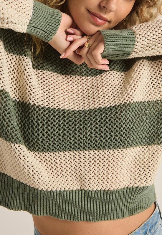 Z Supply - Broadbeach Stripe Sweater Palm Green