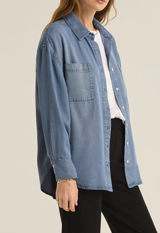 Z Supply - Colbie Chambray Top Sun Bleached indigo