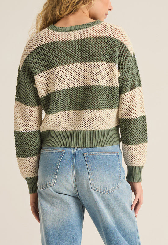 Z Supply - Broadbeach Stripe Sweater Palm Green