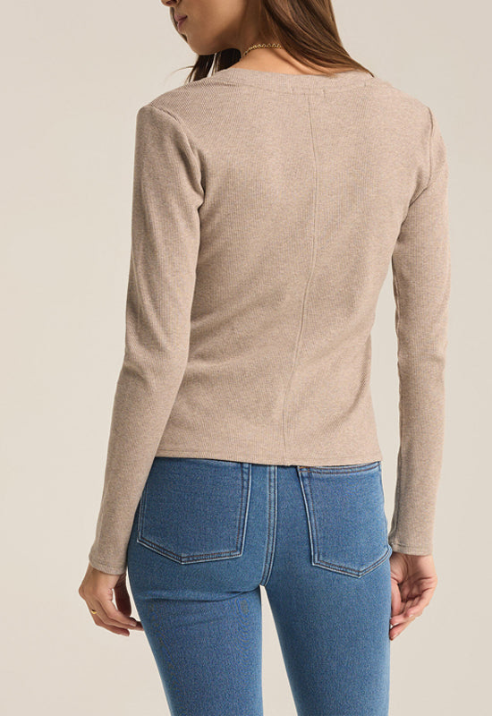 Z Supply - Sirena Rib Long Sleeve Tee Taupe Heather