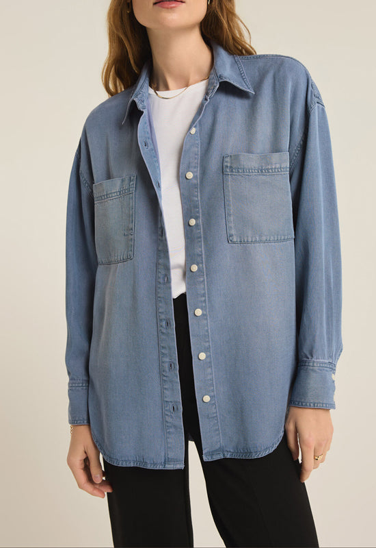 Z Supply - Colbie Chambray Top Sun Bleached indigo