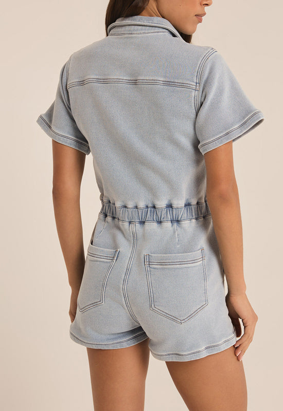 Z Supply - Elias Denim Romper Sun Bleach